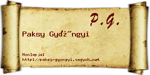 Paksy Gyöngyi névjegykártya